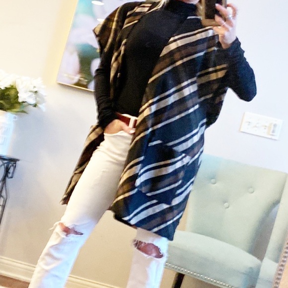 Lucky Brand Plaid Vest Shacket Jacket Long Duster women’s Medium - Picture 3 of 10